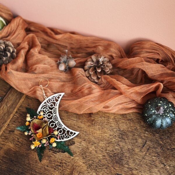 Mandala d'Automne - Lune en bois fleurie – Image 5