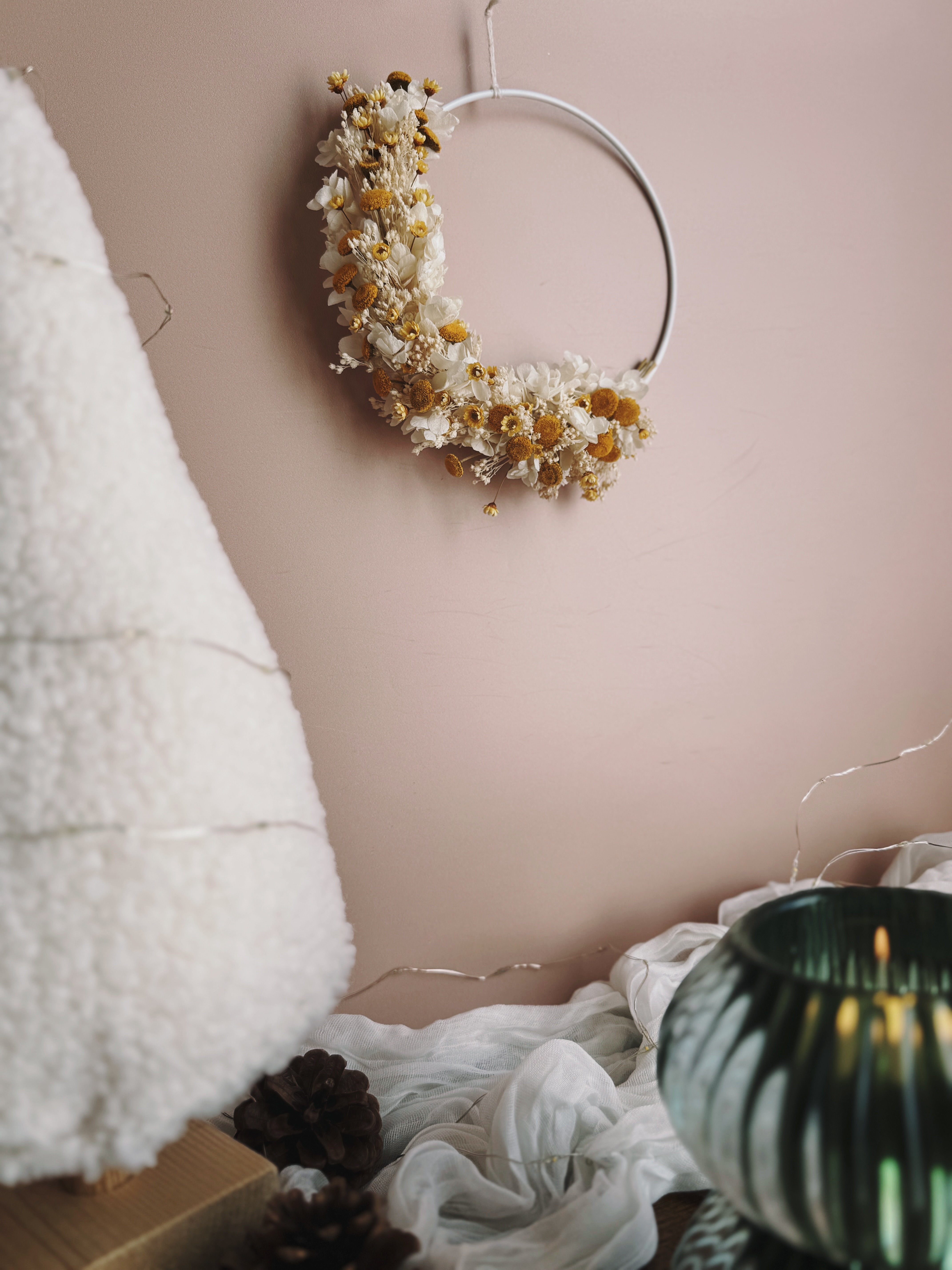 Mon Soleil - Yellow person - Couronne florale blanche & jaune