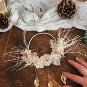 Voile d’Or — Couronne florale blanche & dorée