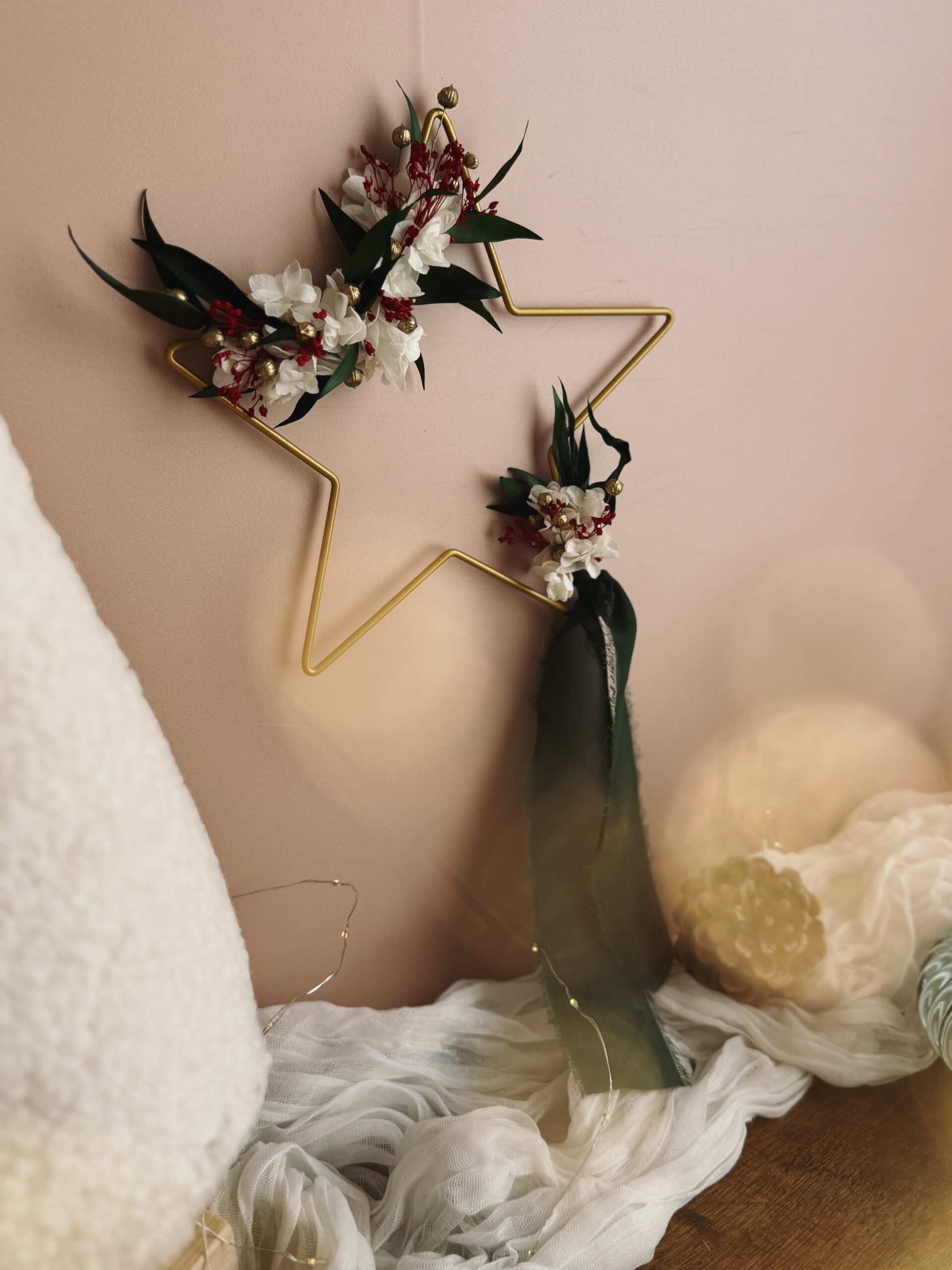 Étoile enchantée — Étoile murale florale aux couleurs de Noël