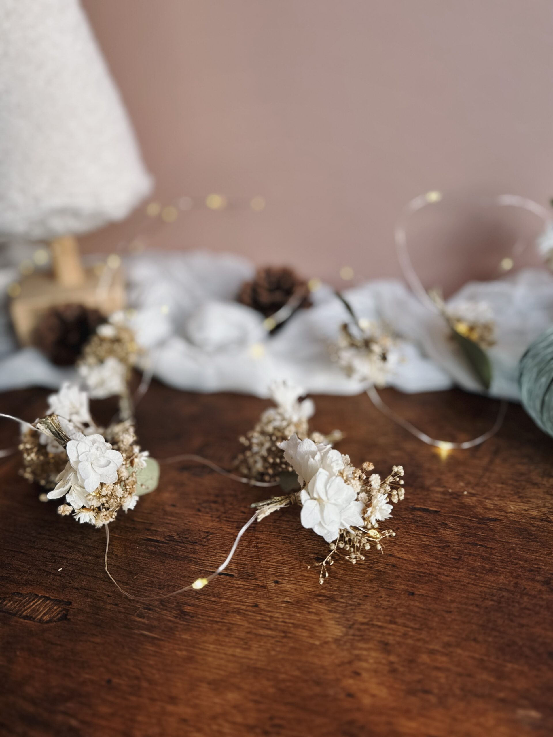 Guirlande lumineuse poétique – Tons naturels vert, crème & doré – Image 6