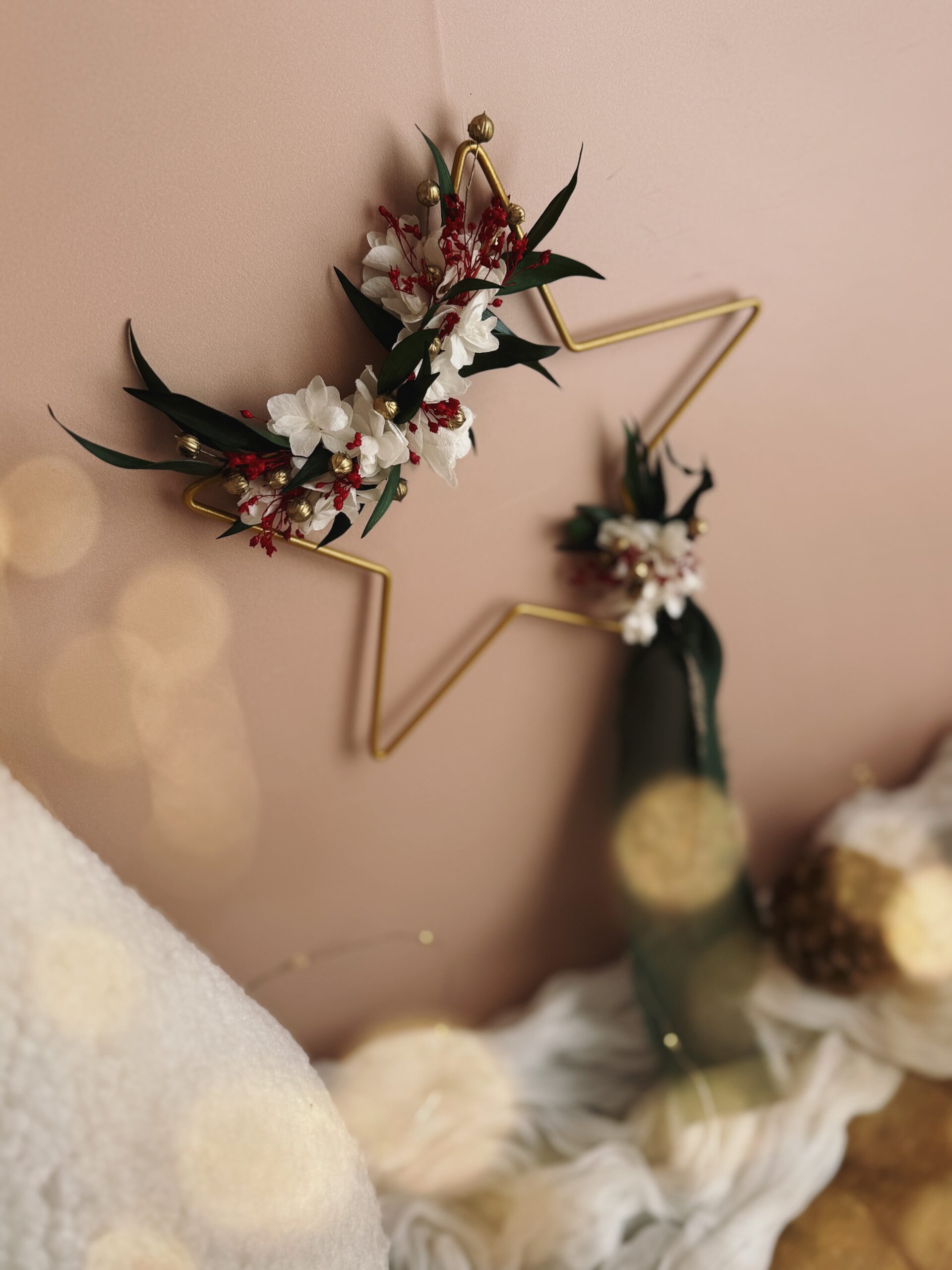 Étoile enchantée — Étoile murale florale aux couleurs de Noël – Image 7