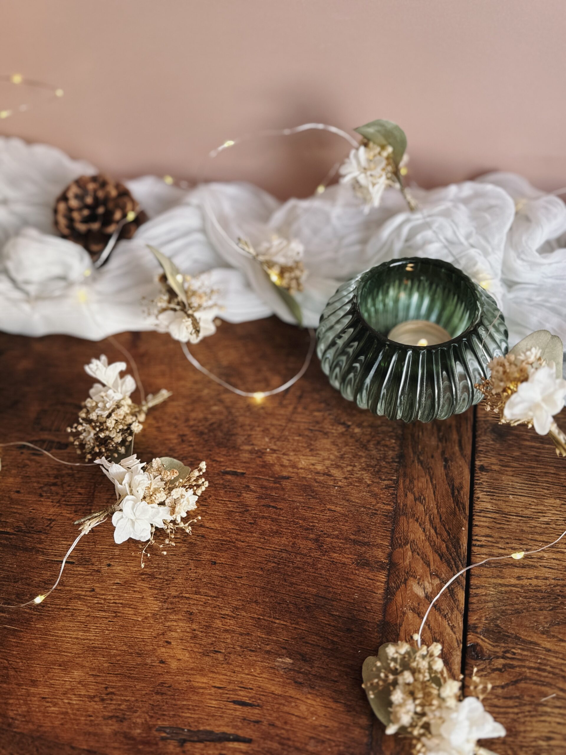 Guirlande lumineuse poétique – Tons naturels vert, crème & doré – Image 5