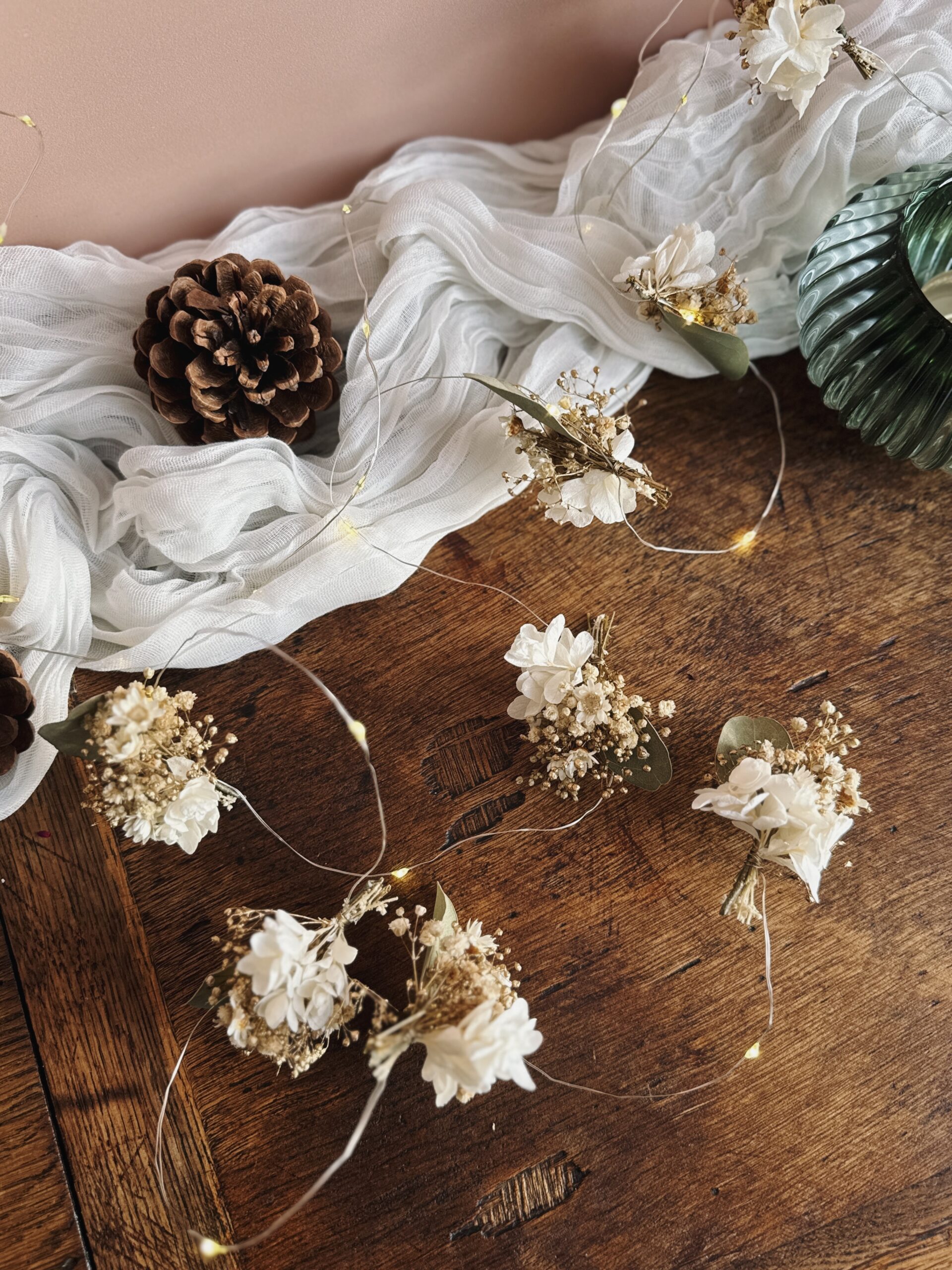 Guirlande lumineuse poétique – Tons naturels vert, crème & doré – Image 4