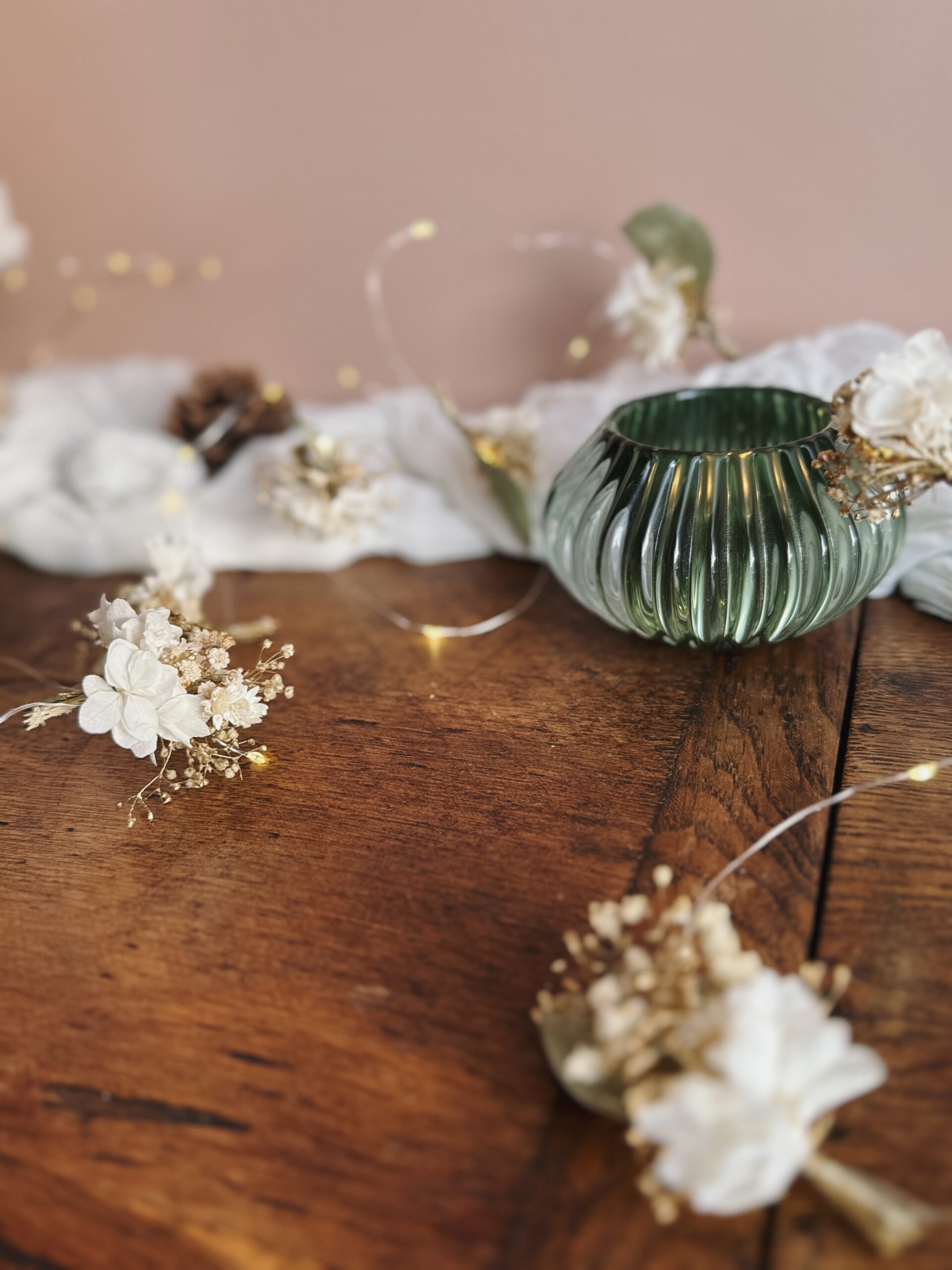 Guirlande lumineuse poétique – Tons naturels vert, crème & doré – Image 3