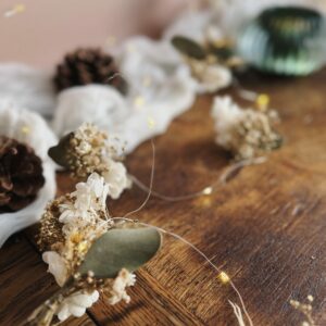 Guirlande lumineuse poétique – Tons naturels vert, crème & doré