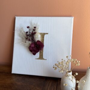 Toile fleurie Lettre I