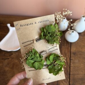 Epingles à cheveux vert et doré