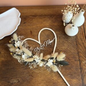Cake topper Coeur Mariage