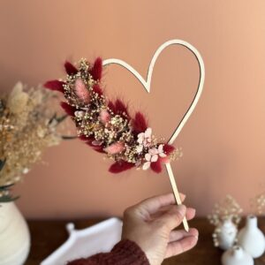Cake topper Coeur rose